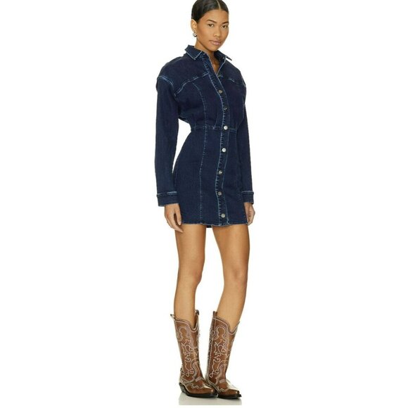 Free People Amber Denim Dress in Dark Indigo NWT Size 4 - Picture 1 of 9